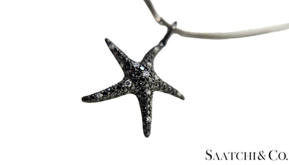 Black Gold 18K Pendant with 14K Chain - 0.65 Ct Natural Black Diamond, 5.3 Grams