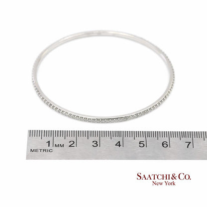 14K (585) Solid White Gold All Around Natural Diamond Bangle Bracelet