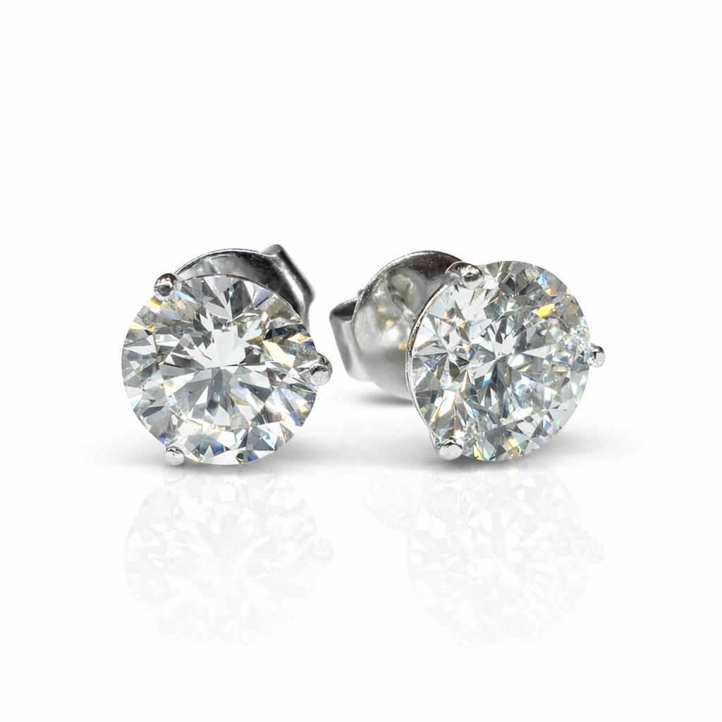 GIA Certified 18K (750) White Gold Natural Diamond Stud Earrings