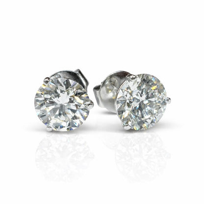 GIA Certified 18K (750) White Gold Natural Diamond Stud Earrings