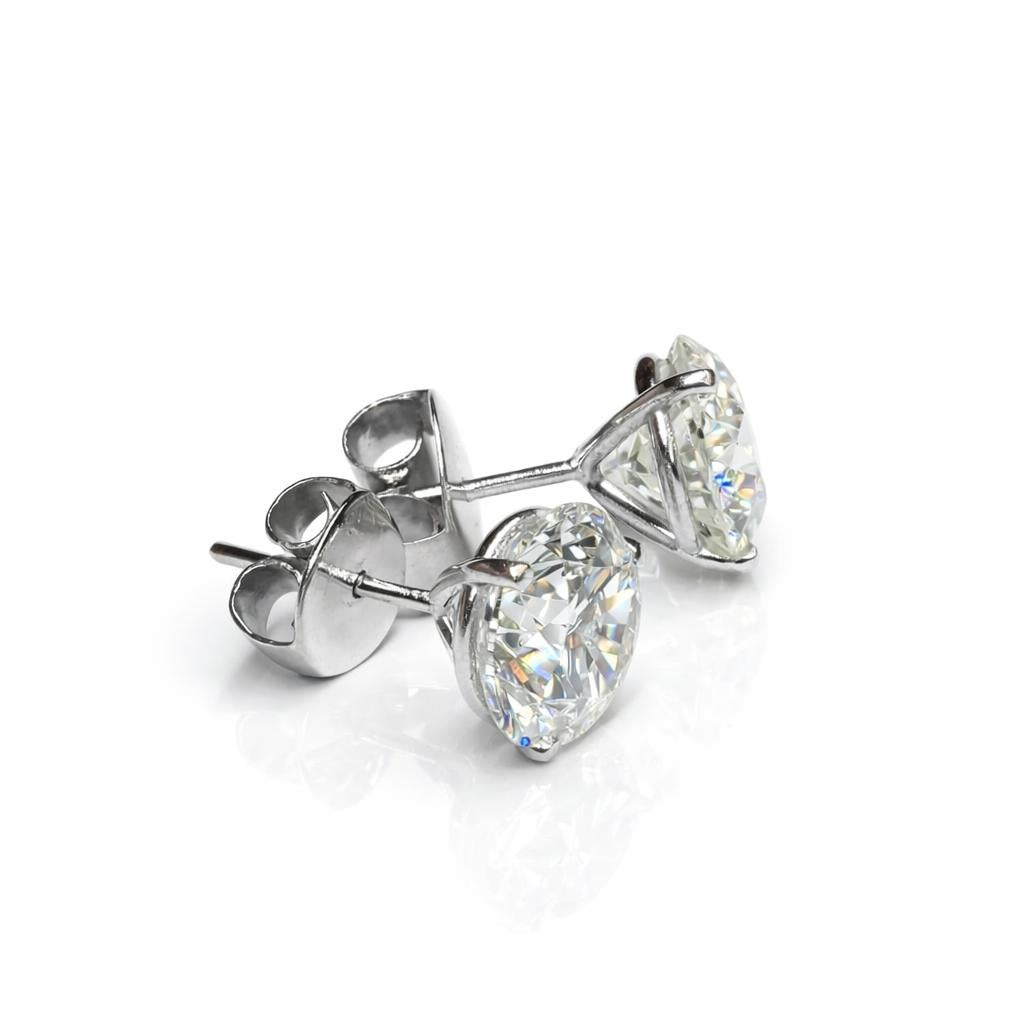 GIA Certified 18K (750) White Gold Natural Diamond Stud Earrings