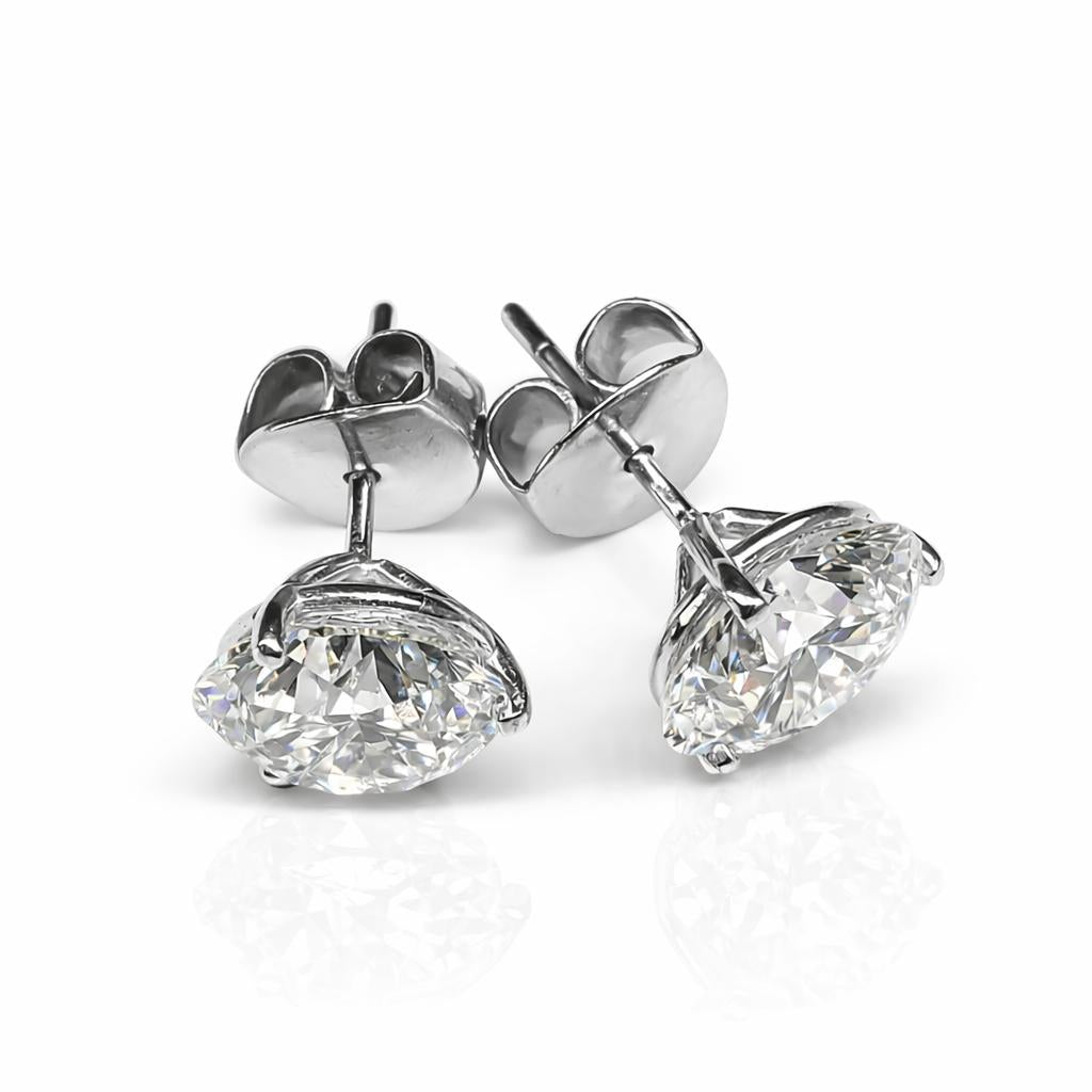GIA Certified 18K (750) White Gold Natural Diamond Stud Earrings