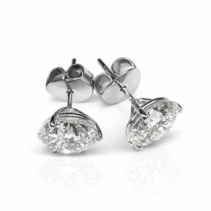 GIA Certified 18K (750) White Gold Natural Diamond Stud Earrings