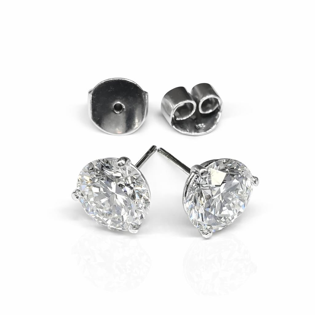 GIA Certified 18K (750) White Gold Natural Diamond Stud Earrings