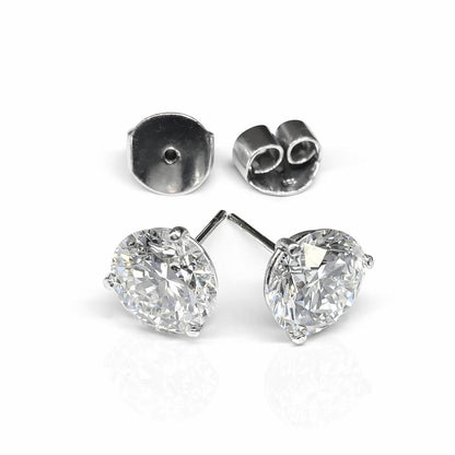 GIA Certified 18K (750) White Gold Natural Diamond Stud Earrings