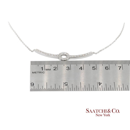 18k Diamond Pendant Necklace Womens 16in White Gold Dainty Pavé Modern