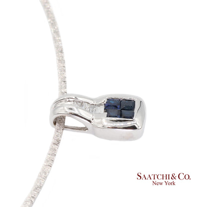 Elegant 18K White Gold Choker Necklace with Natural Diamond Pendant