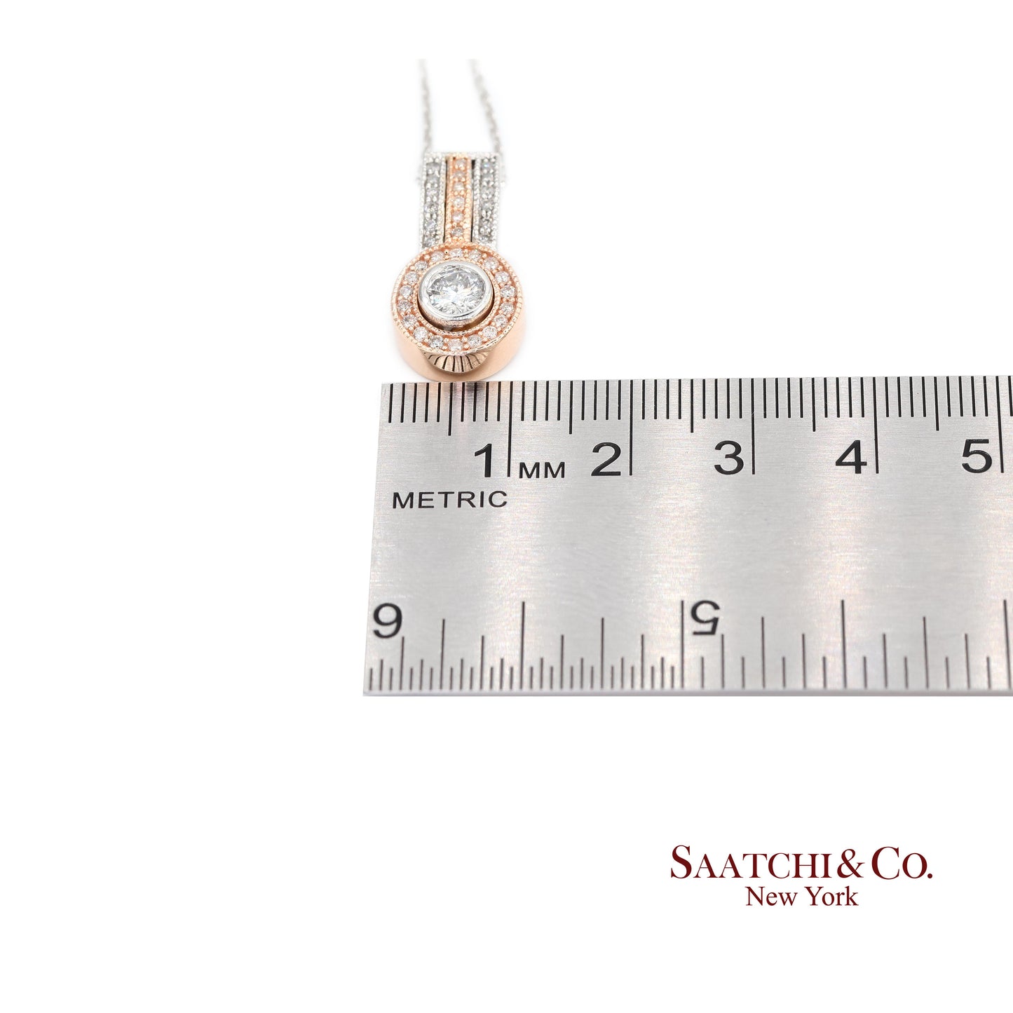 14K (585) White and Rose Gold Natural White Diamond Pendant