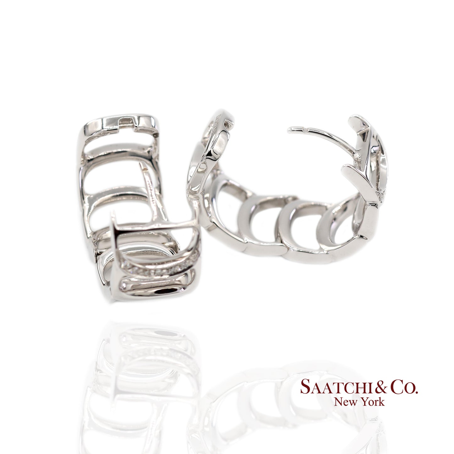 18K White Gold Natural Diamond Authentic Damiani Earrings