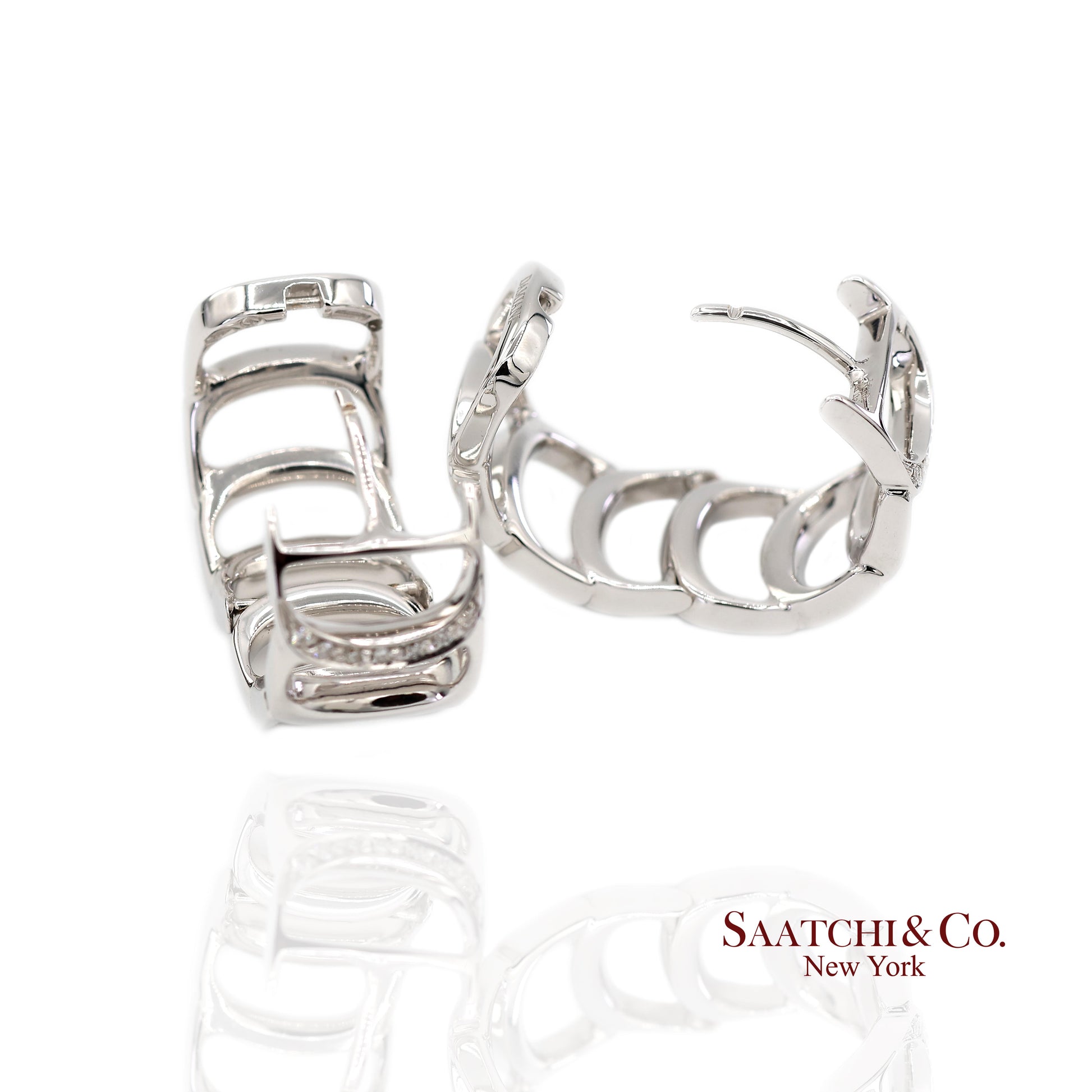 18K White Gold Natural Diamond Authentic Damiani Earrings