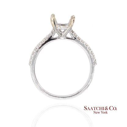 14K (585) White Gold Natural Brilliant Diamond Semi Mount Ring Size 7