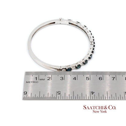 14k white gold Natural sapphire Natural Diamond Bracelet Bangle
