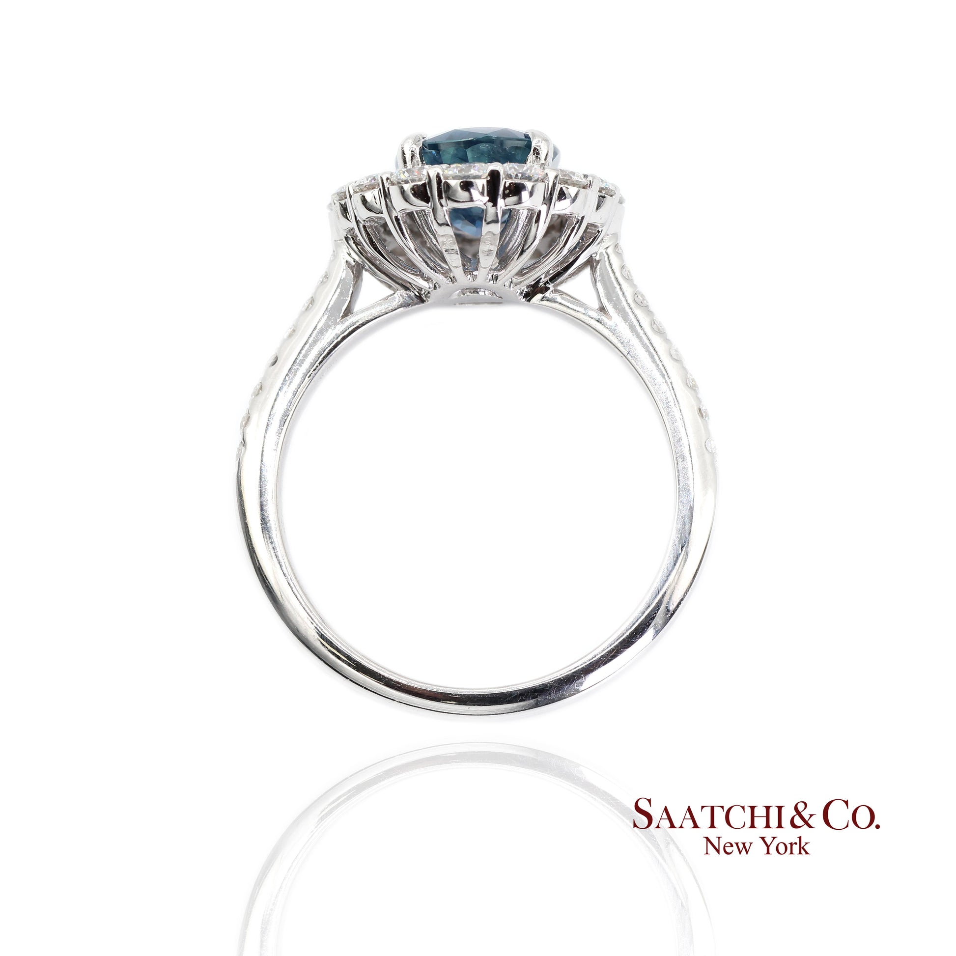 18K White Gold Natural Sapphire and Diamond Ring