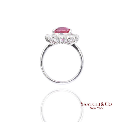 Platinum Ruby Diamond Ring Womens Size 6.75 Cocktail Mozambique