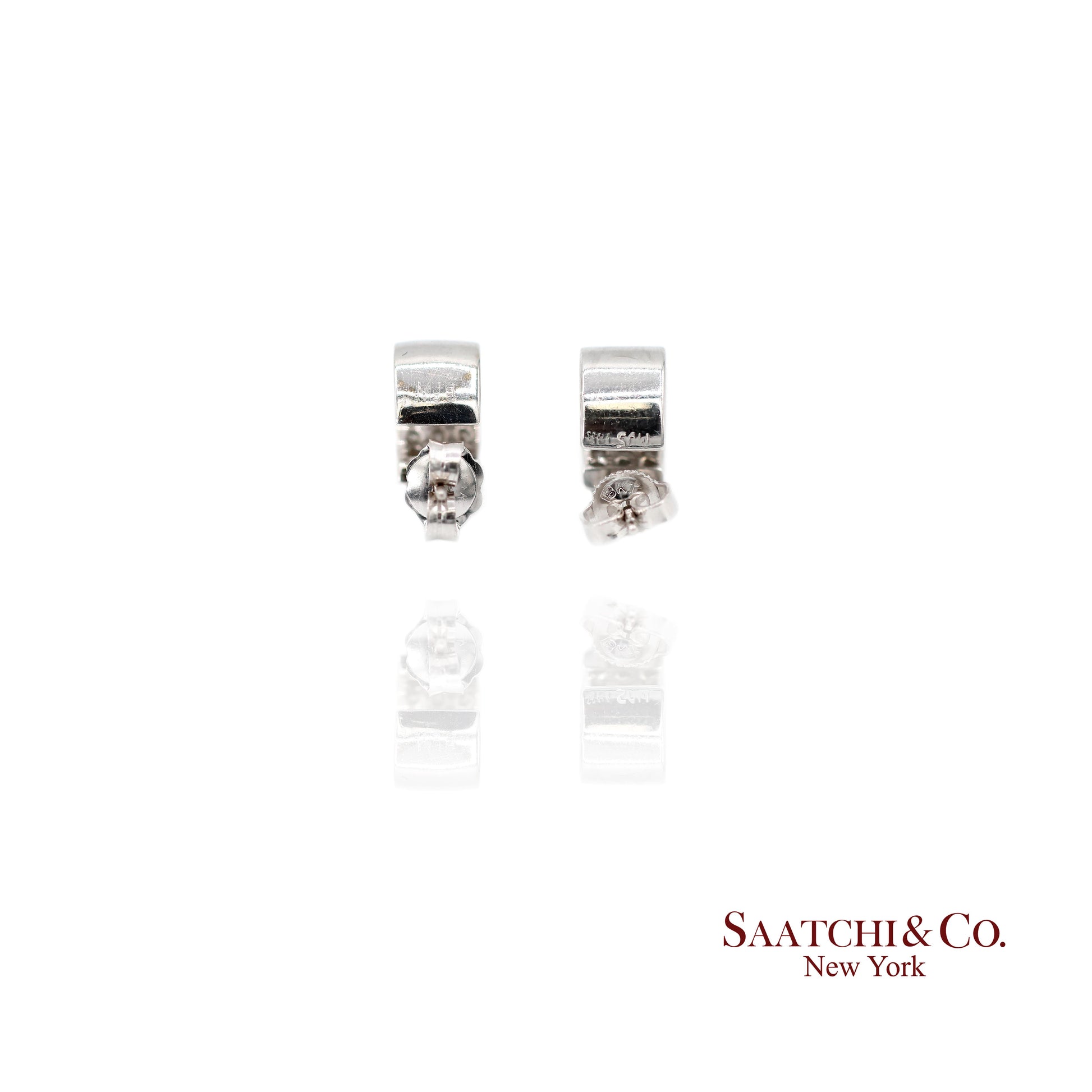 18k (750) White Gold Natural Diamond Wide Hoop Earrings