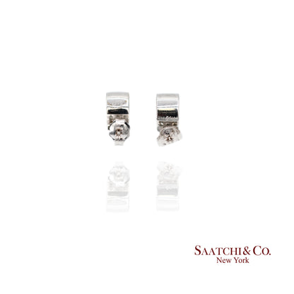 18k (750) White Gold Natural Diamond Wide Hoop Earrings