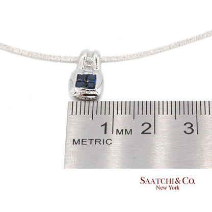 Elegant 18K White Gold Choker Necklace with Natural Diamond Pendant