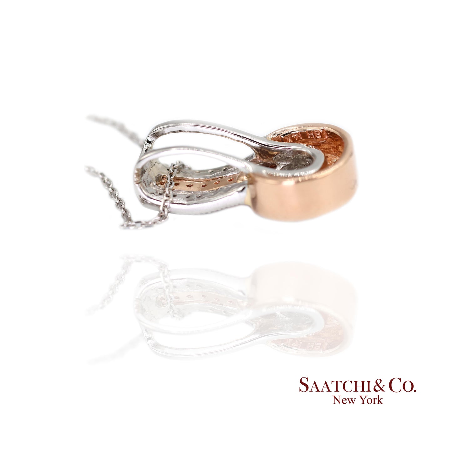 14K (585) White and Rose Gold Natural White Diamond Pendant