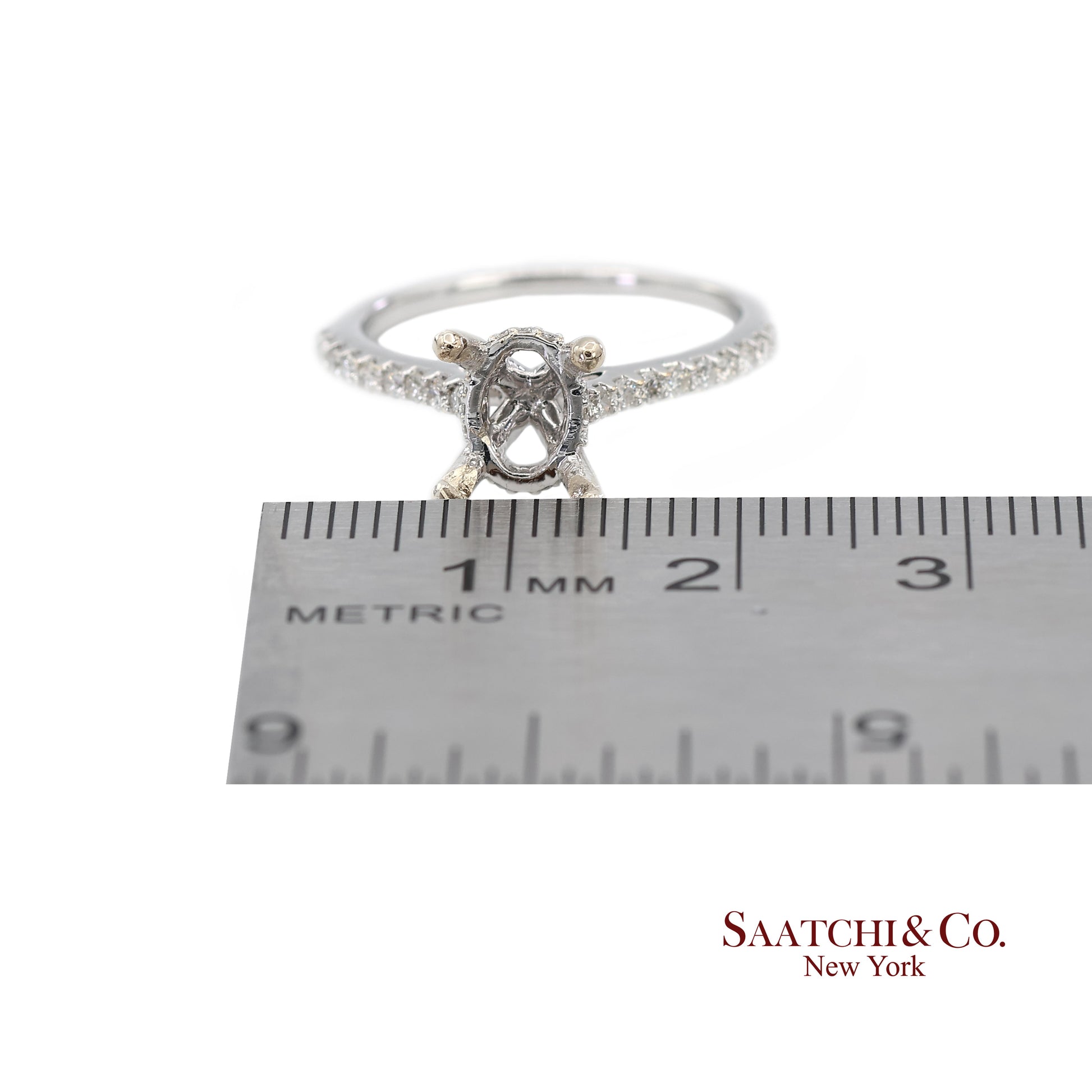 14K (585) White Gold Natural Brilliant Diamond Semi Mount Ring Size 7