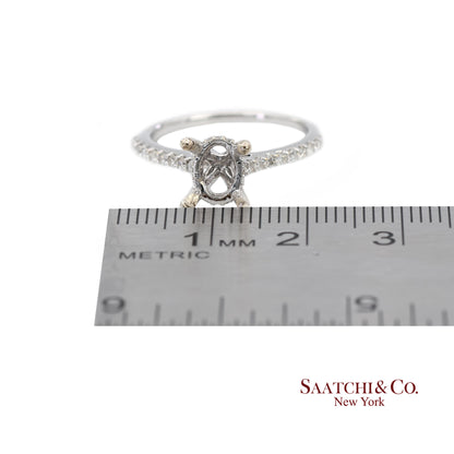 14K (585) White Gold Natural Brilliant Diamond Semi Mount Ring Size 7
