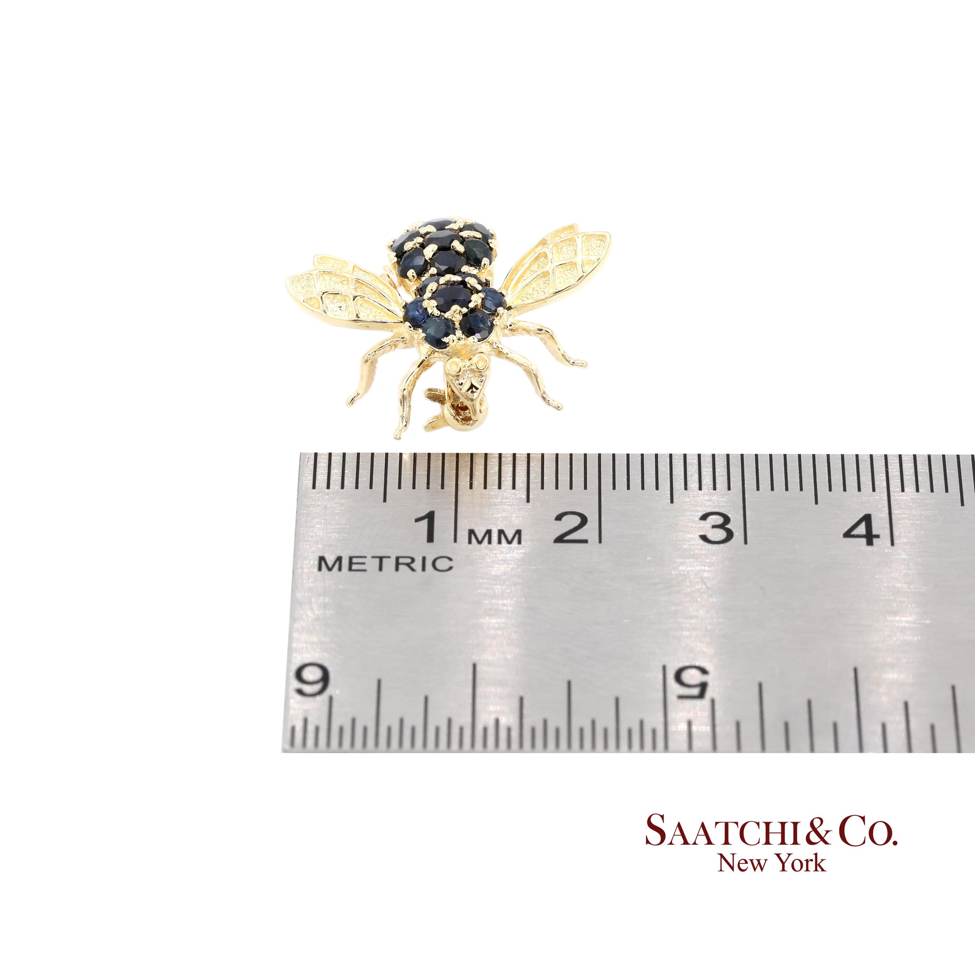 14k (585) Yellow Gold Natural Diamond Bee Shape Brooch/Pin