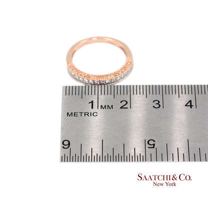 14K (585) Rose Gold Natural Diamond Engraved Band Ring