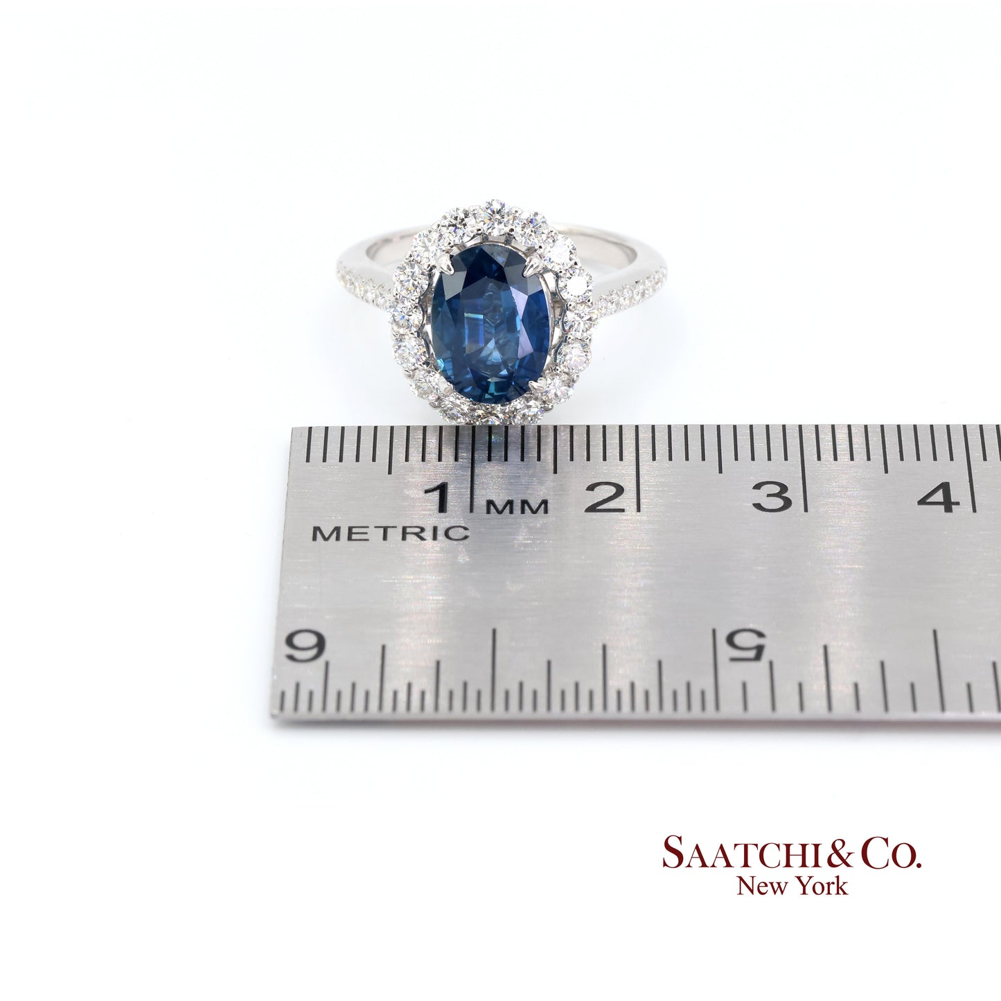 18K White Gold Natural Sapphire and Diamond Ring