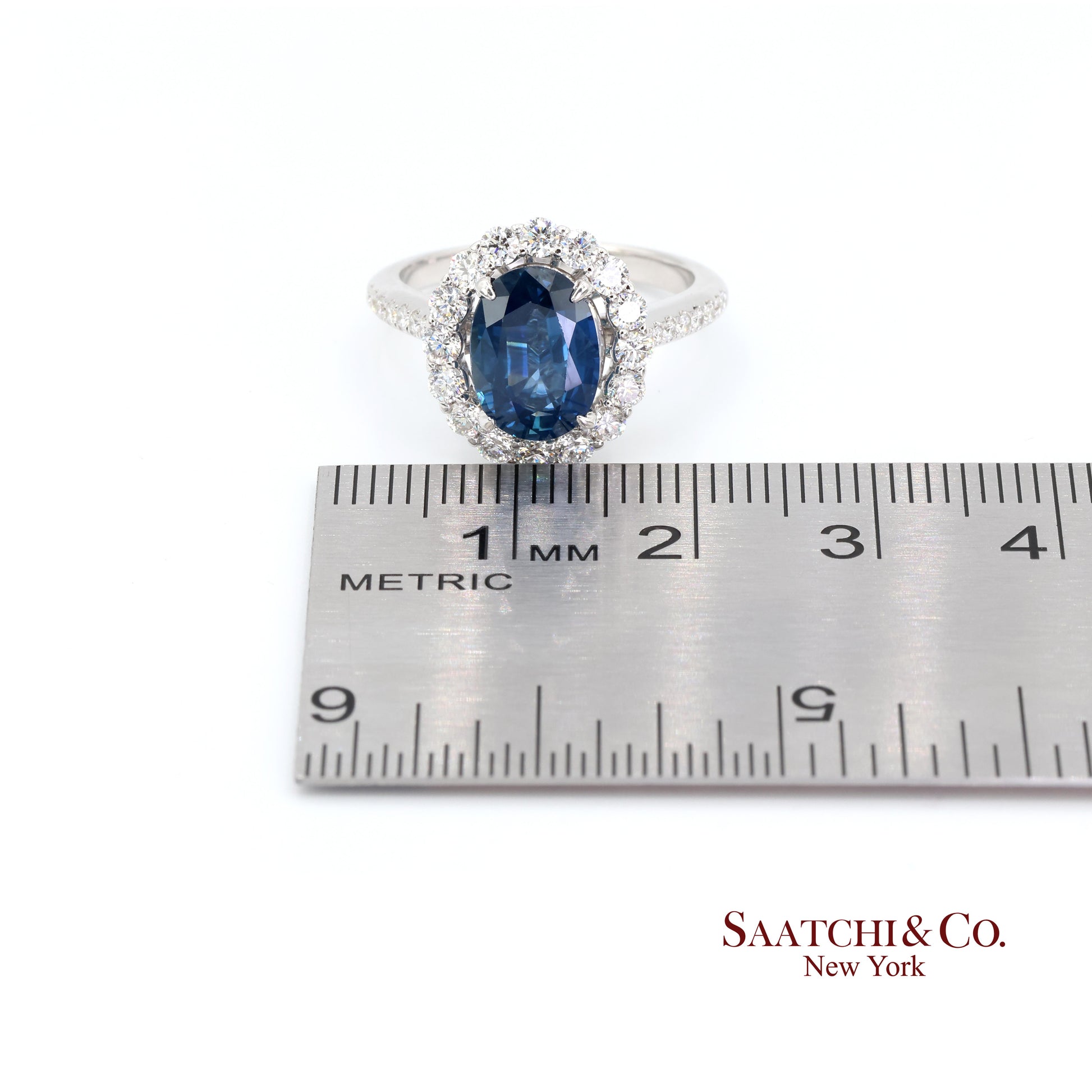 18K White Gold Natural Sapphire and Diamond Ring