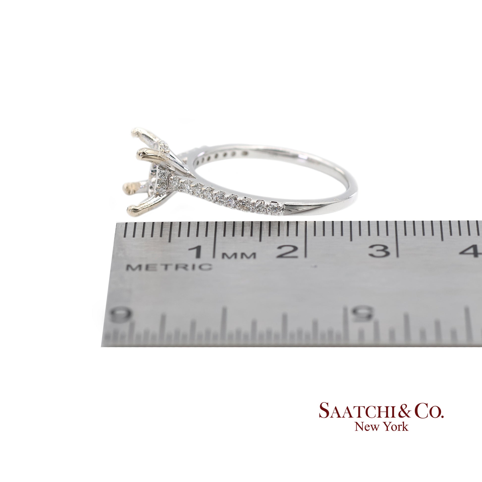 14K (585) White Gold Natural Brilliant Diamond Semi Mount Ring Size 7