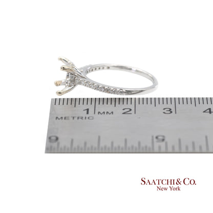 14K (585) White Gold Natural Brilliant Diamond Semi Mount Ring Size 7