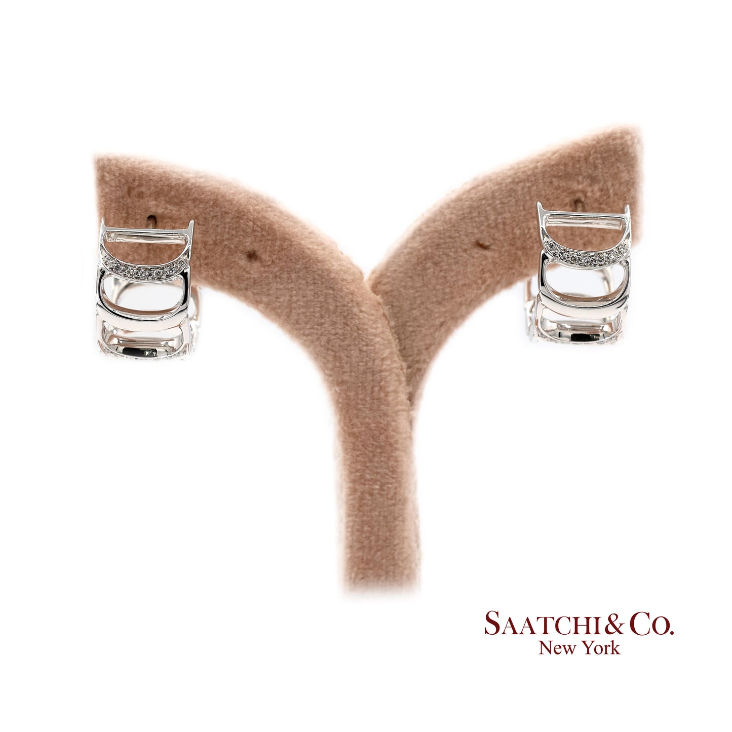 18K White Gold Natural Diamond Authentic Damiani Earrings