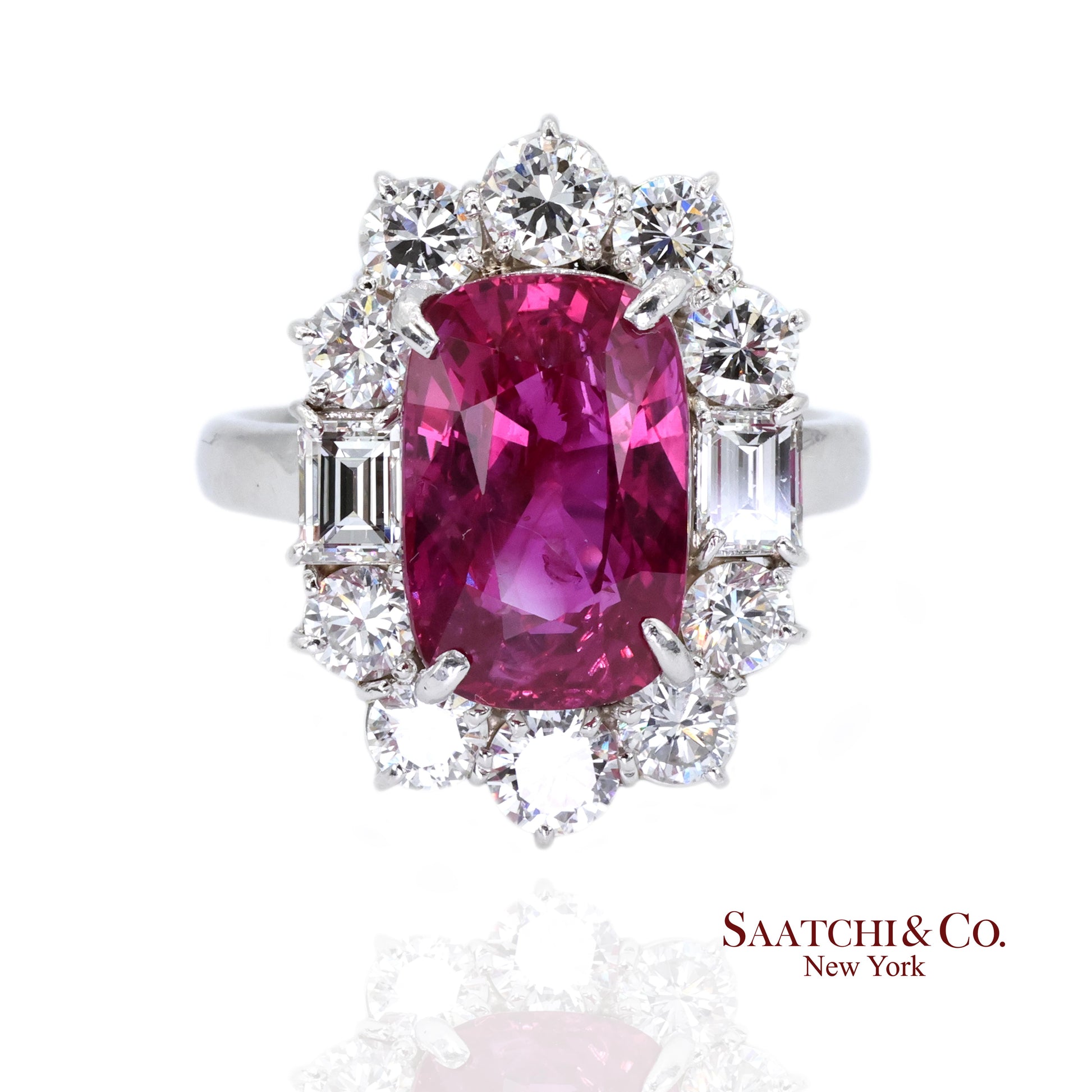 Platinum Ruby Diamond Ring Womens Size 6.75 Cocktail Mozambique