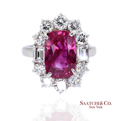 Platinum Ruby Diamond Ring Womens Size 6.75 Cocktail Mozambique
