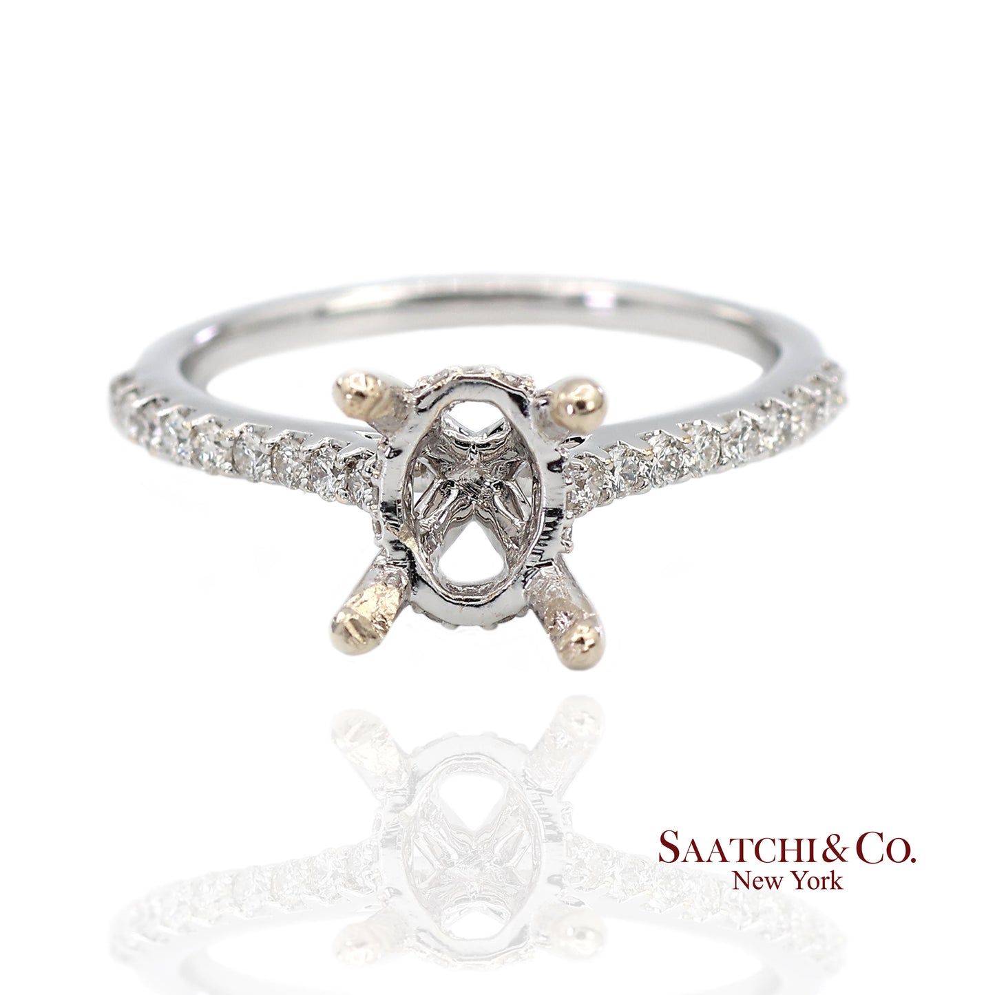 14K (585) White Gold Natural Brilliant Diamond Semi Mount Ring Size 7