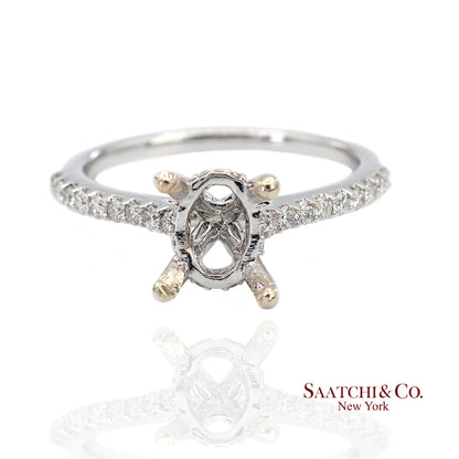 14K (585) White Gold Natural Brilliant Diamond Semi Mount Ring Size 7