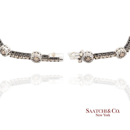 18K White Gold Tennis Bracelet with Natural Champagne Diamonds