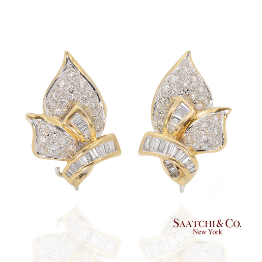18k Yellow Gold Natural Diamond Fancy Earring