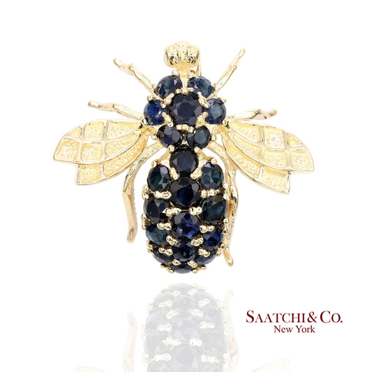 14k (585) Yellow Gold Natural Diamond Bee Shape Brooch/Pin