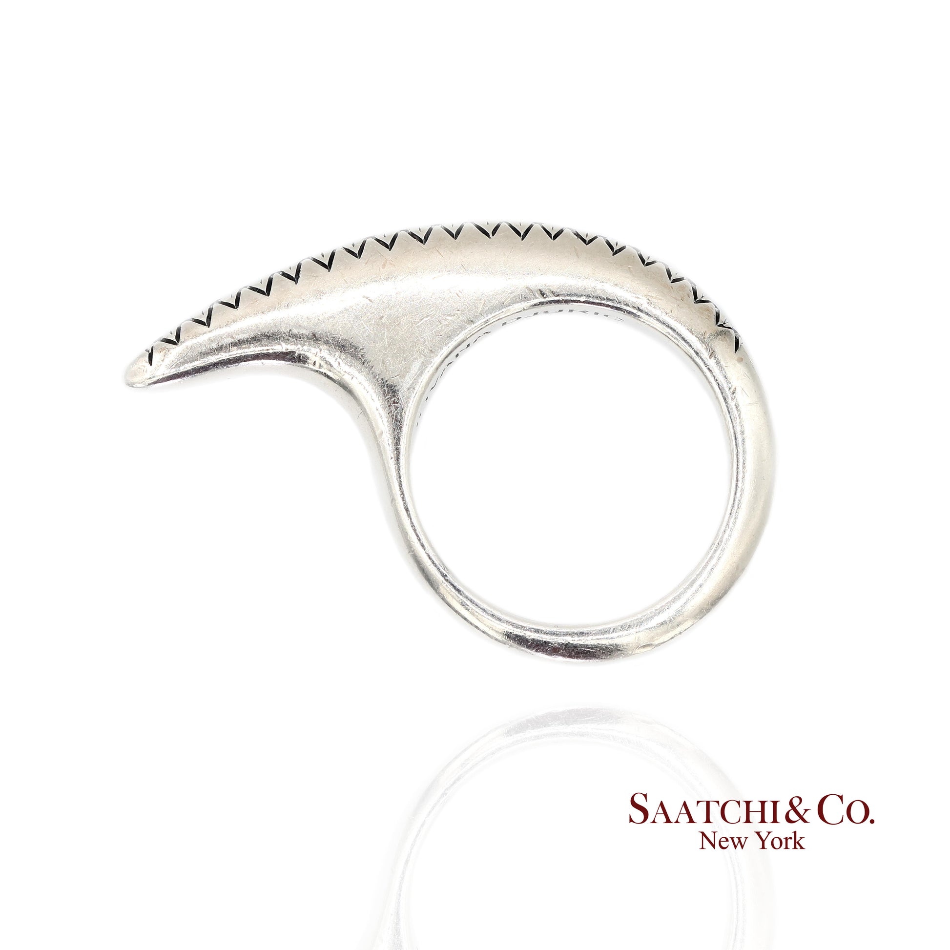 Jovana Djuric Sterling Silver (950) Natural Small Diamond Ridge Slice Ring