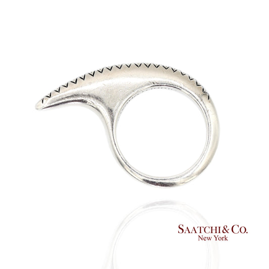 Jovana Djuric Sterling Silver (950) Natural Small Diamond Ridge Slice Ring