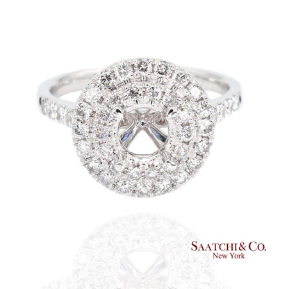 Platinum (950) Natural Brilliant Diamond Semi Mount Ring Size 6.5