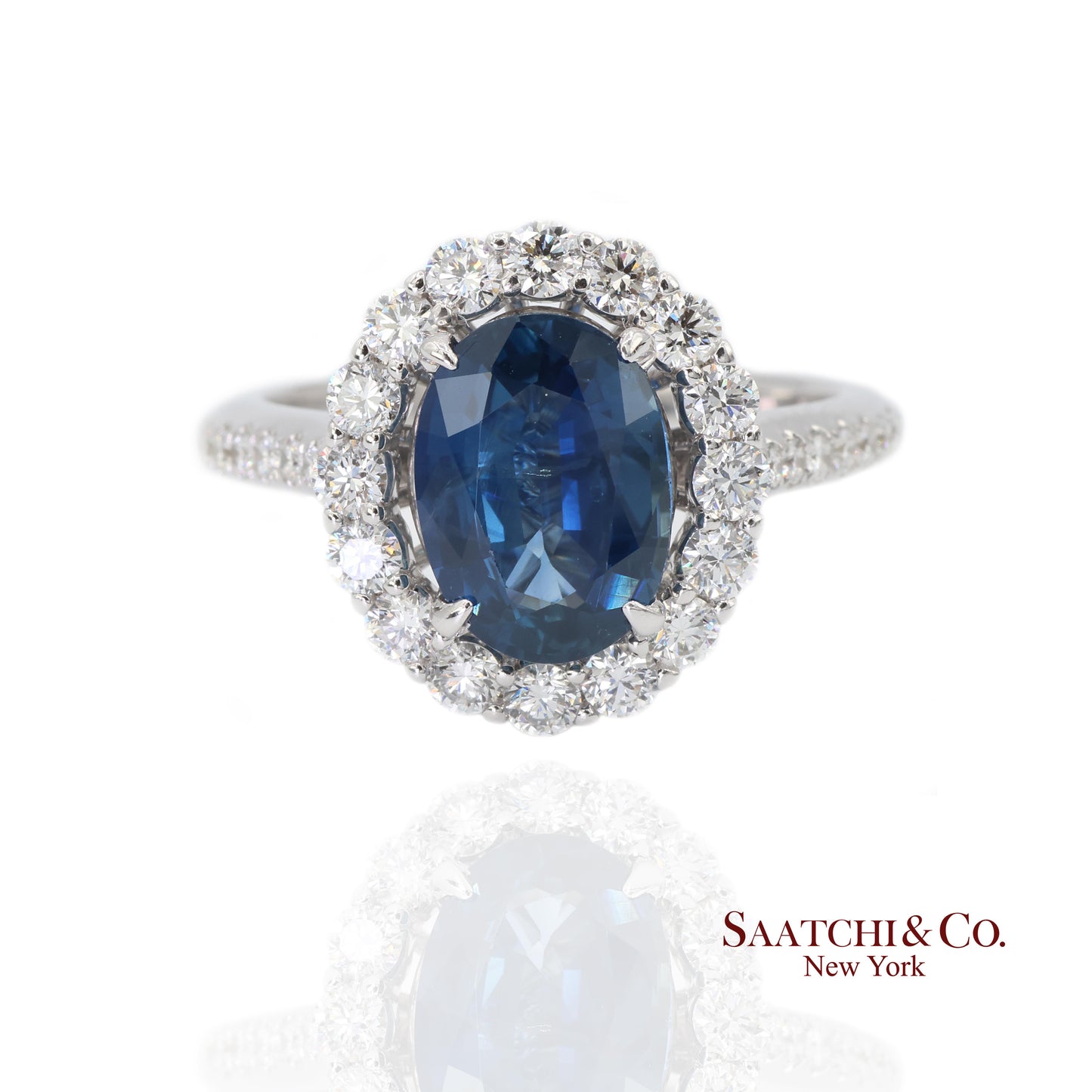 18K White Gold Natural Sapphire and Diamond Ring