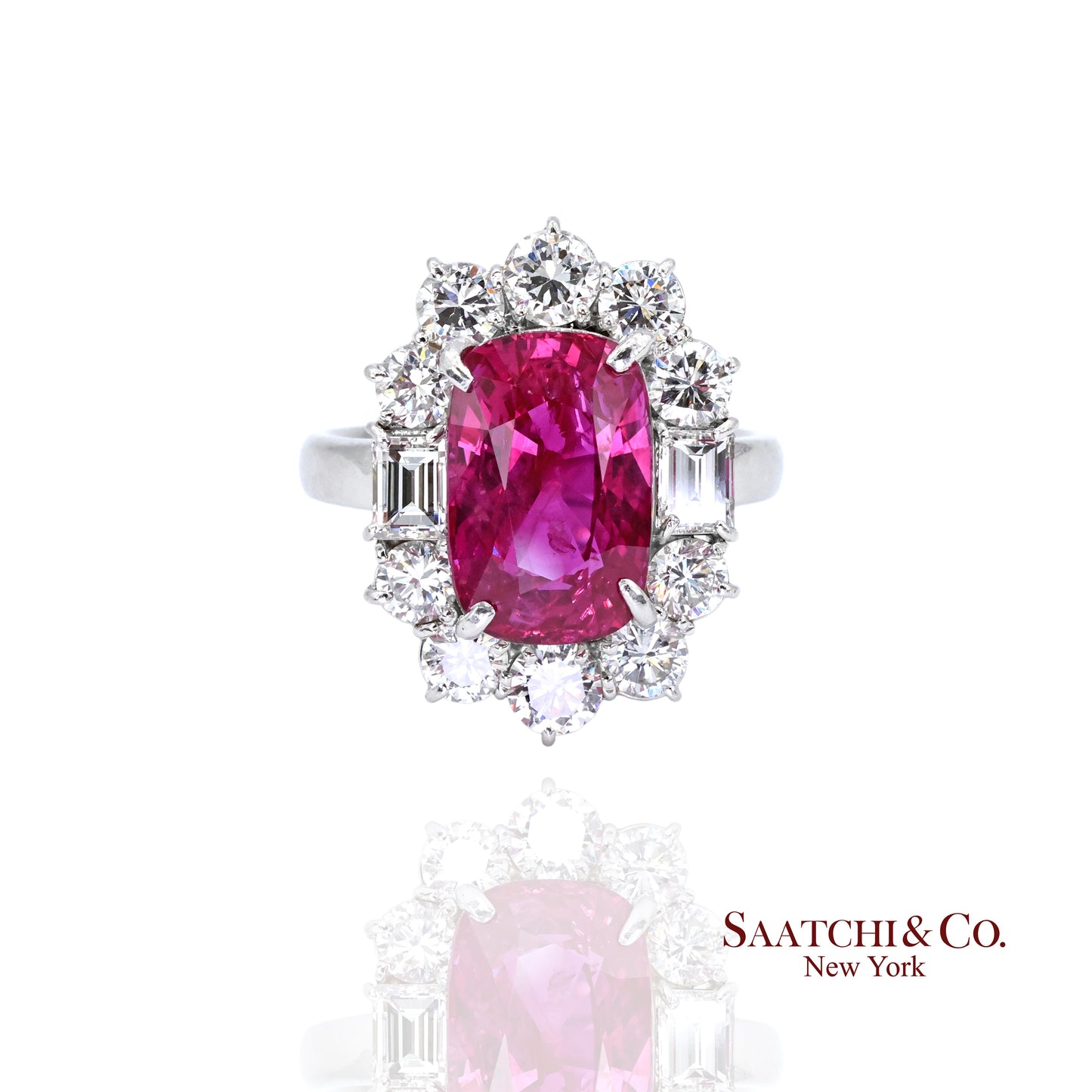 Platinum Ruby Diamond Ring Womens Size 6.75 Cocktail Mozambique