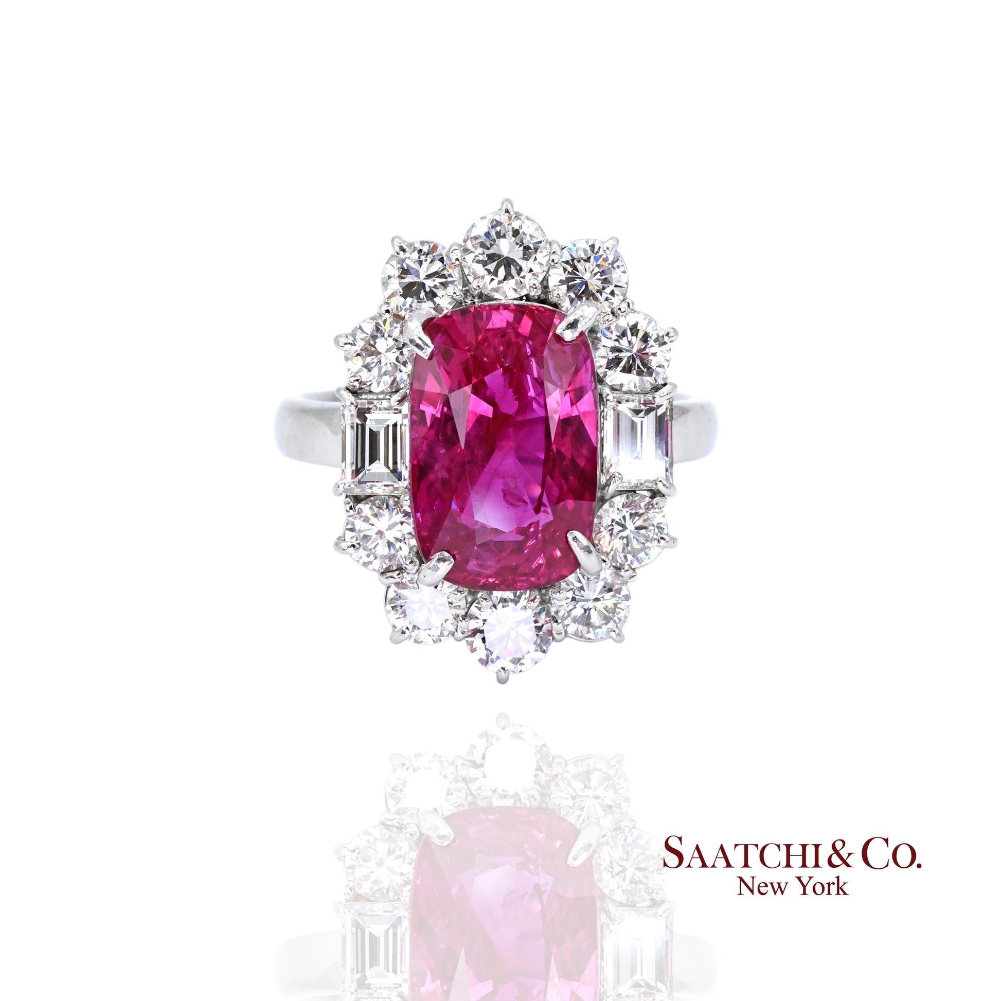 Platinum Ruby Diamond Ring Womens Size 6.75 Cocktail Mozambique