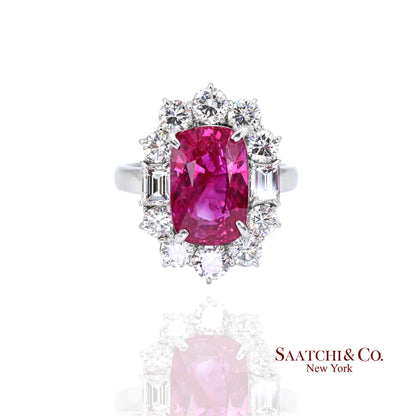 Platinum Ruby Diamond Ring Womens Size 6.75 Cocktail Mozambique