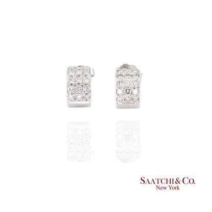 18k (750) White Gold Natural Diamond Wide Hoop Earrings