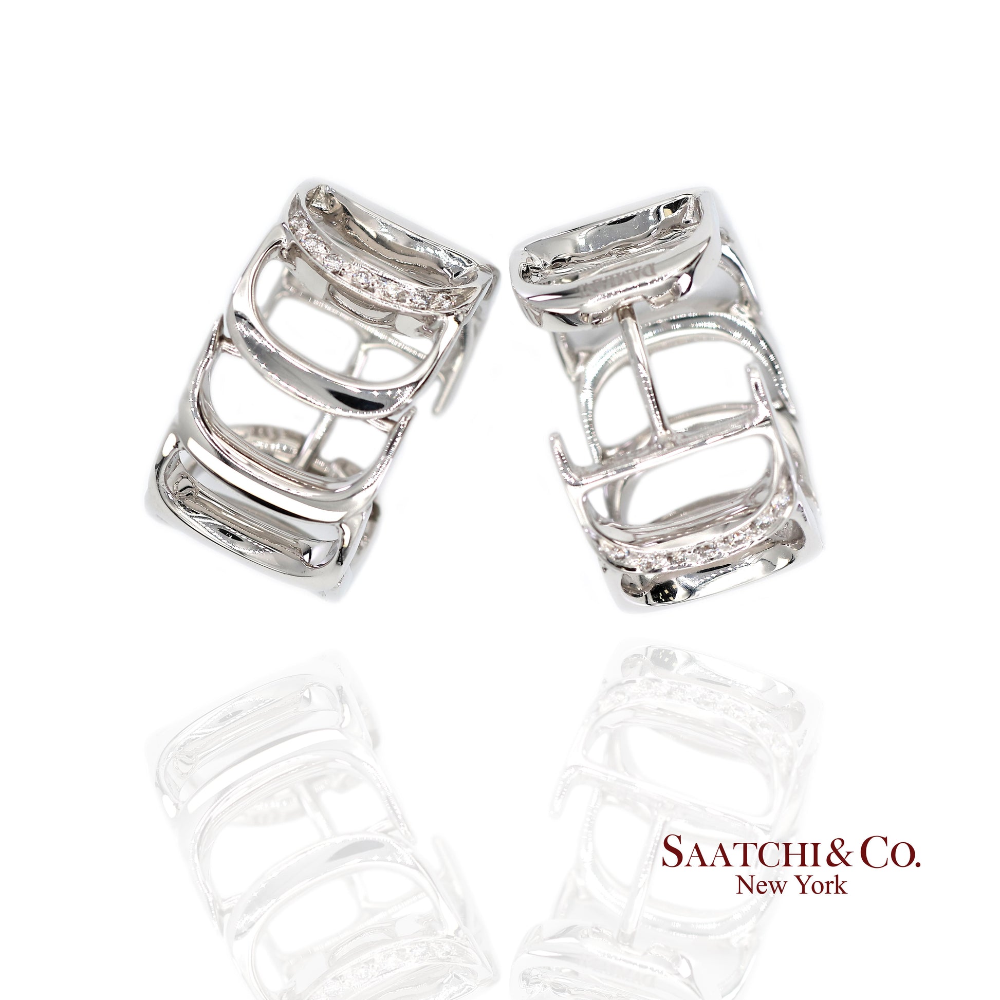 18K White Gold Natural Diamond Authentic Damiani Earrings