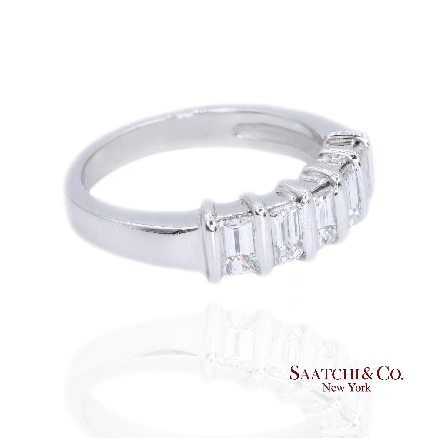 Platinum 950 Natural Baguette Diamond Ring