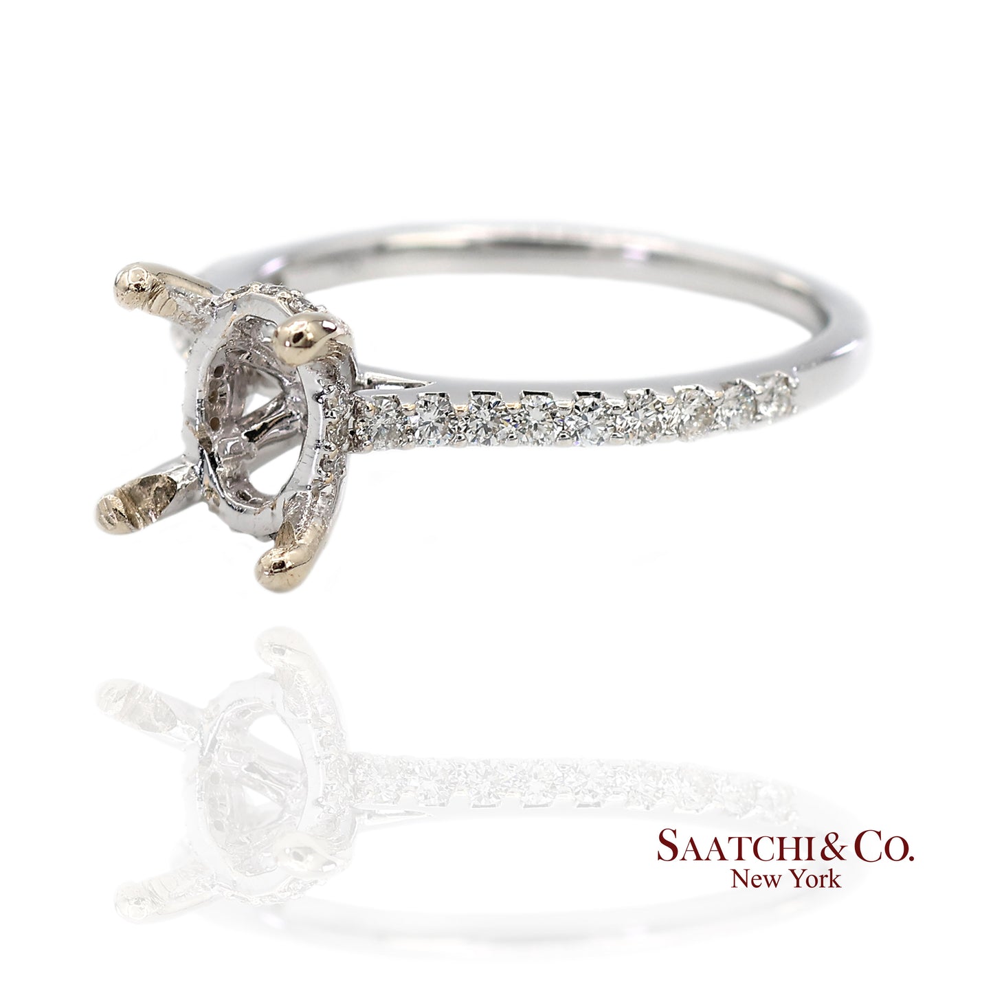 14K (585) White Gold Natural Brilliant Diamond Semi Mount Ring Size 7