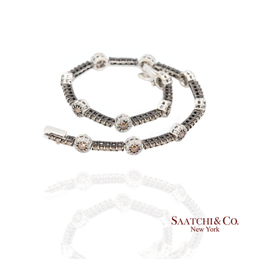 18K White Gold Tennis Bracelet with Natural Champagne Diamonds
